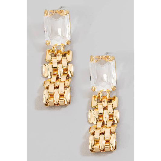 Rhinestone Watch Chain Dangle Earrings