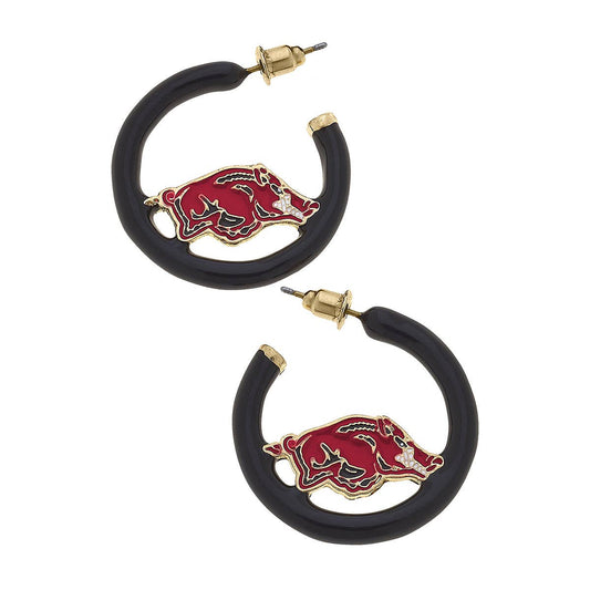 Arkansas Razorbacks Logo Enamel Hoop Earrings