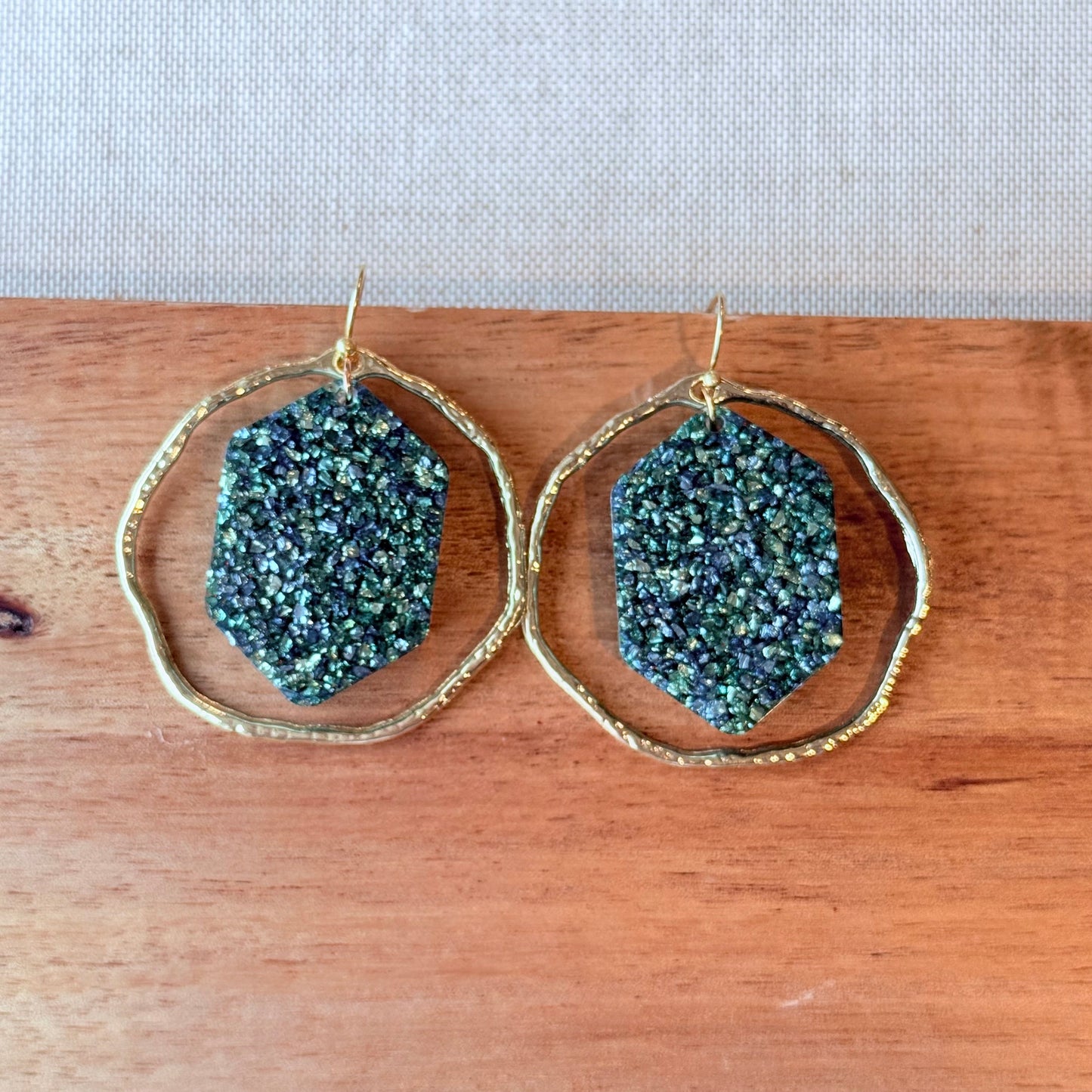 Verdant Halo Stone Dangle Earrings