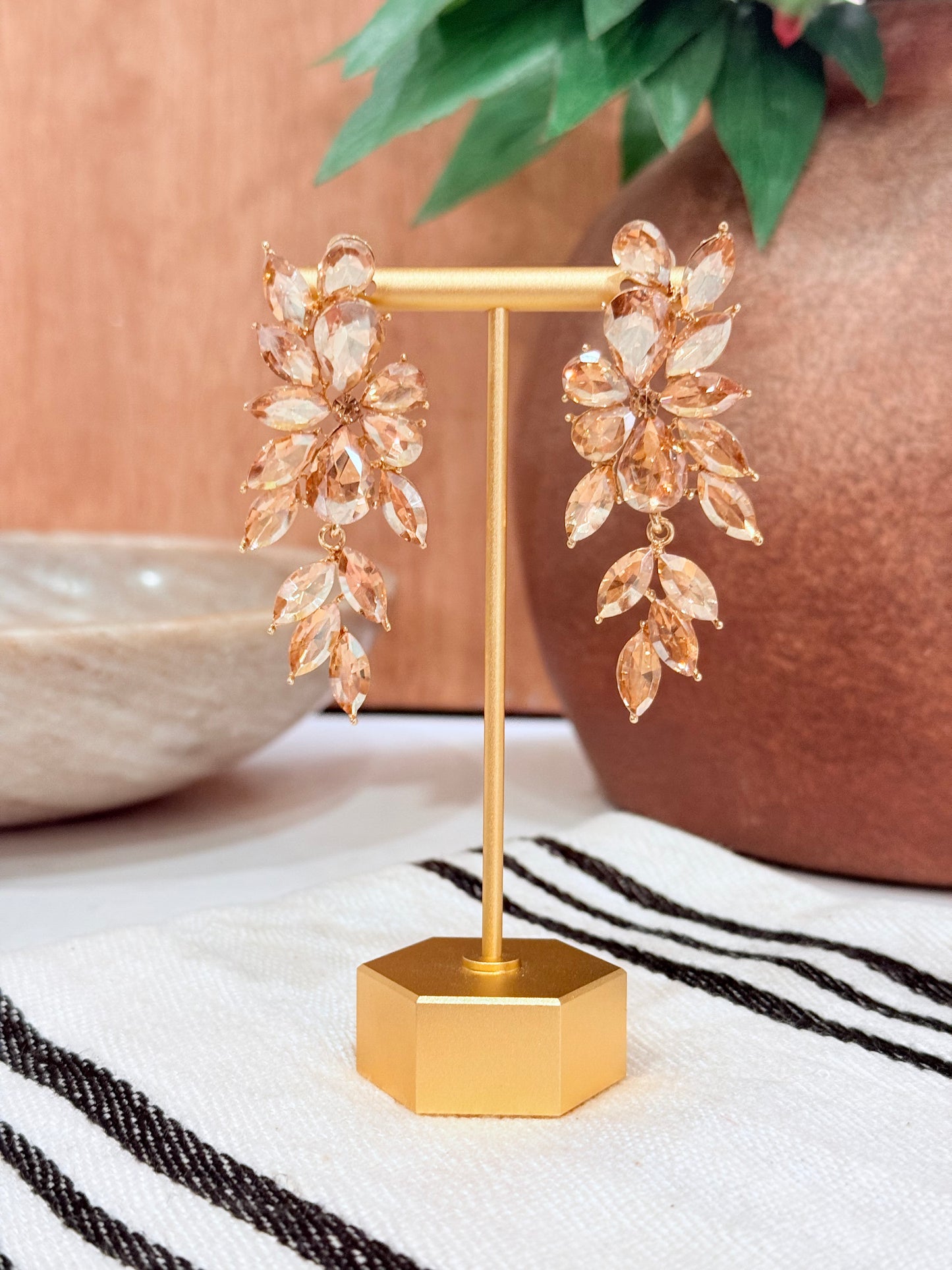 Marquise Stone Cluster Dropdown Dangle Evening Earring