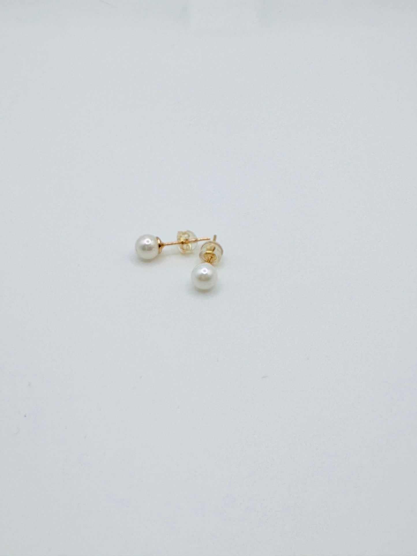 White Pearl Button Stud Earrings