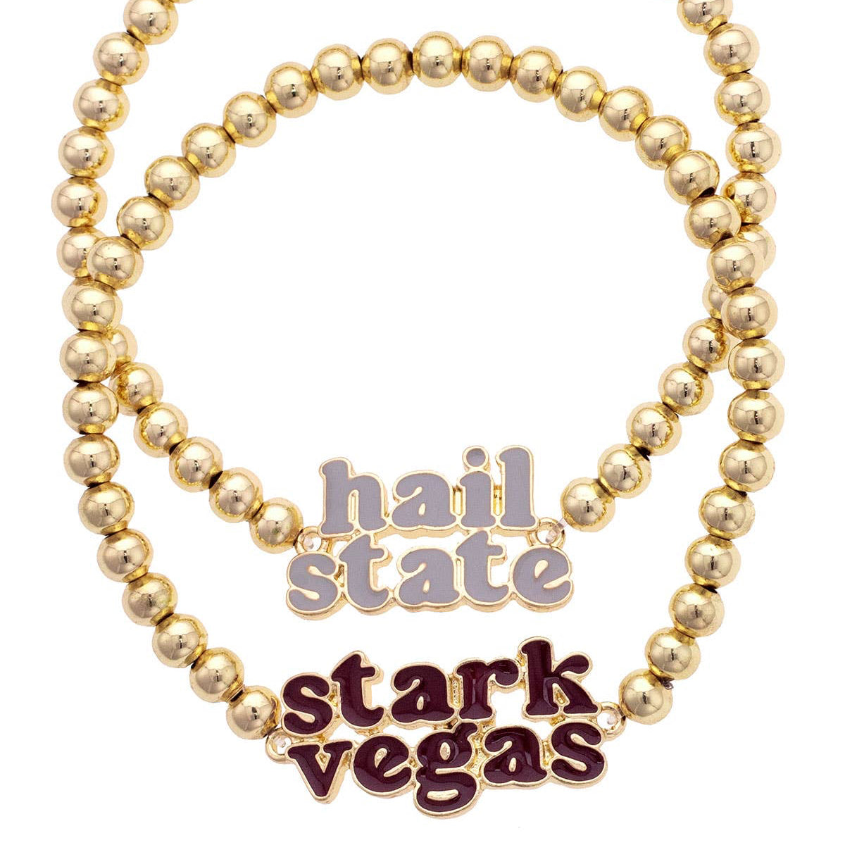 Mississippi State Bulldogs Slogan Bead Bracelet Set of 2