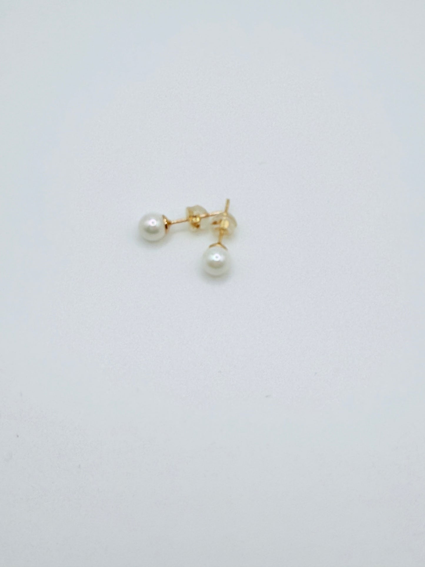 White Pearl Button Stud Earrings