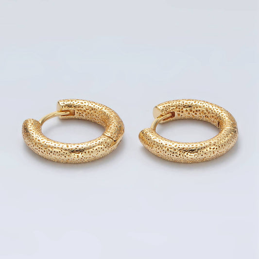24k Gold Filled Dotted Huggie Hoop Earrings – Textured Everyday Luxury