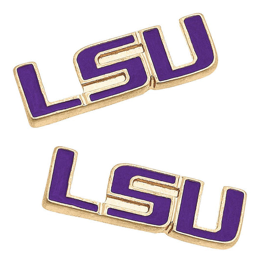 LSU Tigers Enamel Stud Earrings in Purple