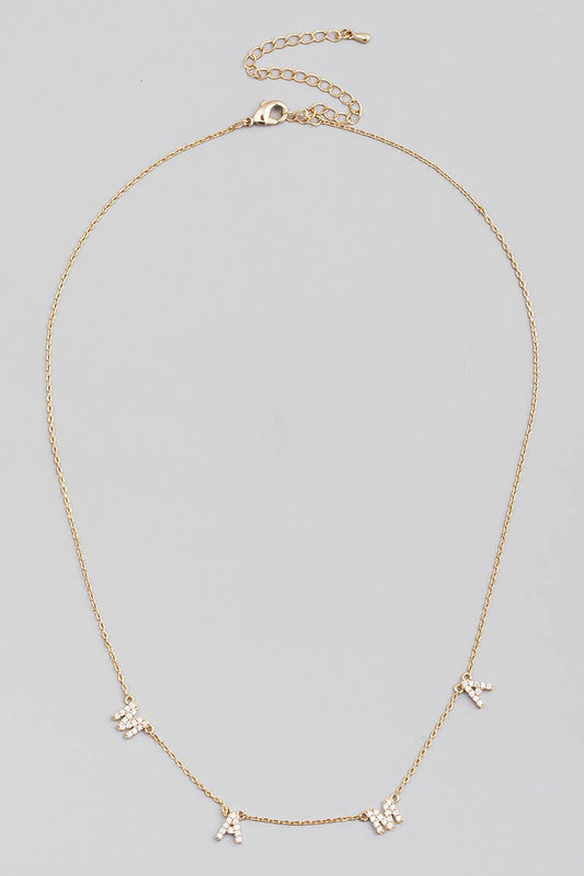 Rhinestone Mama Charm Necklace