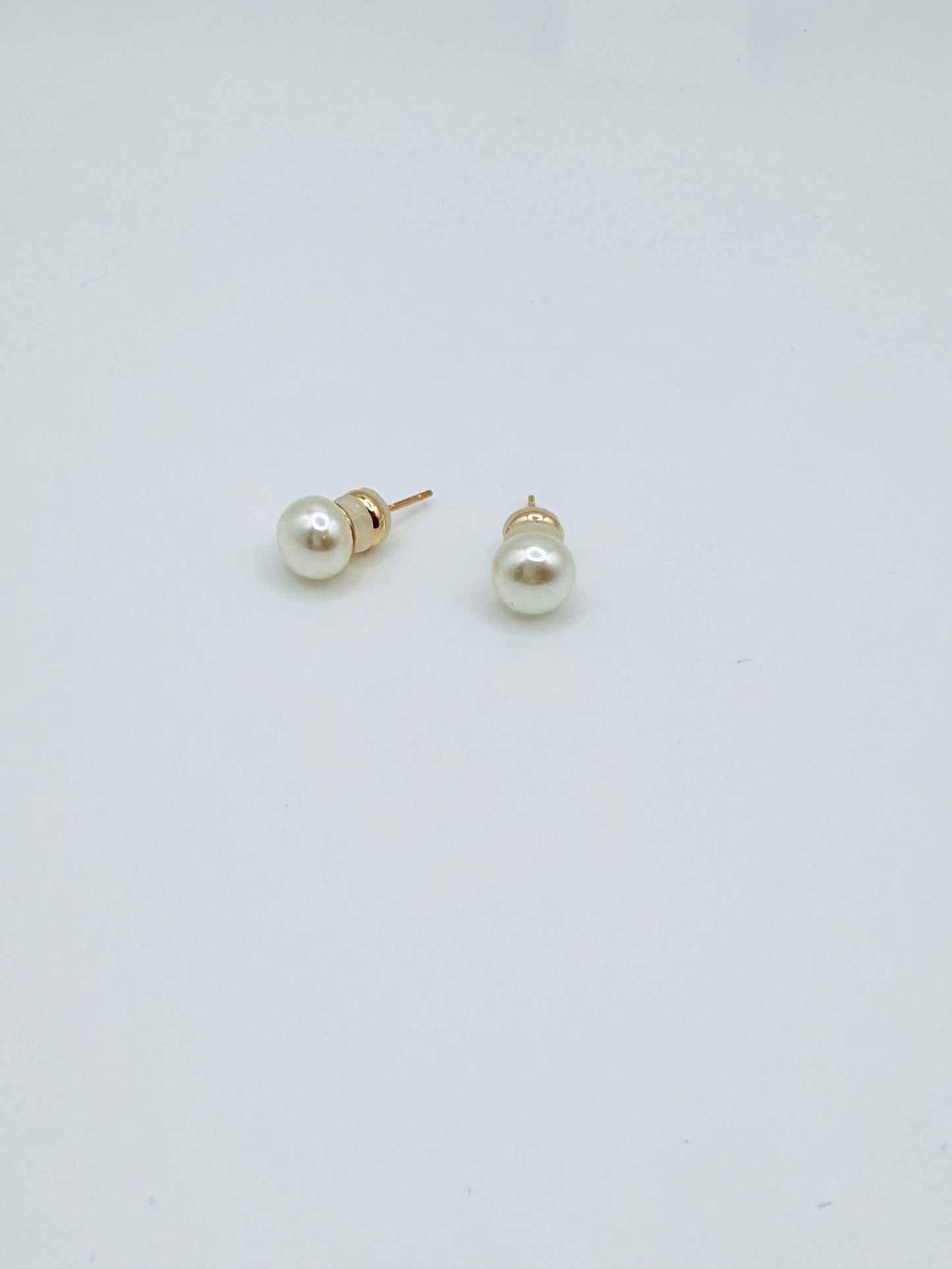 White Pearl Button Stud Earrings