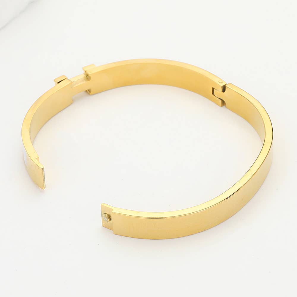 H Monogram Enamel Hinged Bracelet – Luxury-Inspired Statement Bangle