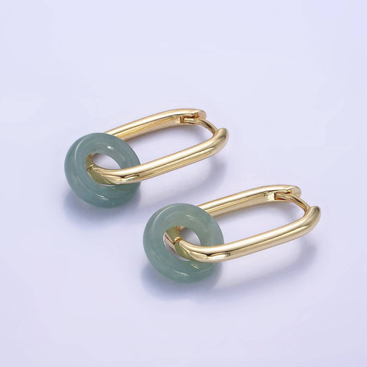 14K Gold Filled Jade Donut 20mm Oblong Hoop Earrings