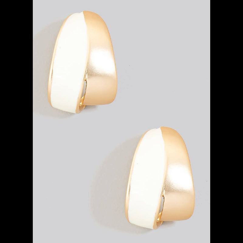 Half Epoxy Wide Metallic Hoop Earrings