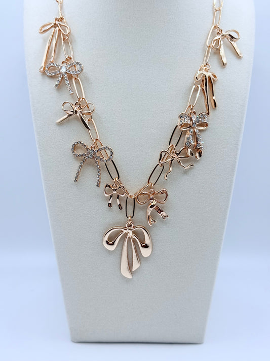 Bow Metal Bow Charm Necklace
