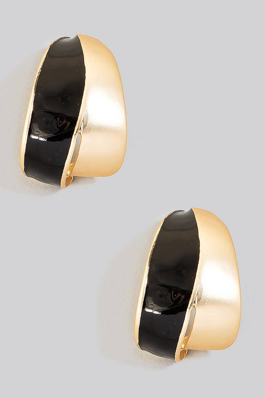 Half Epoxy Wide Metallic Hoop Earrings