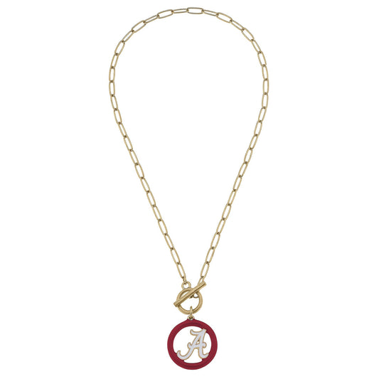 Alabama Crimson Tide Logo Enamel T-Bar Necklace