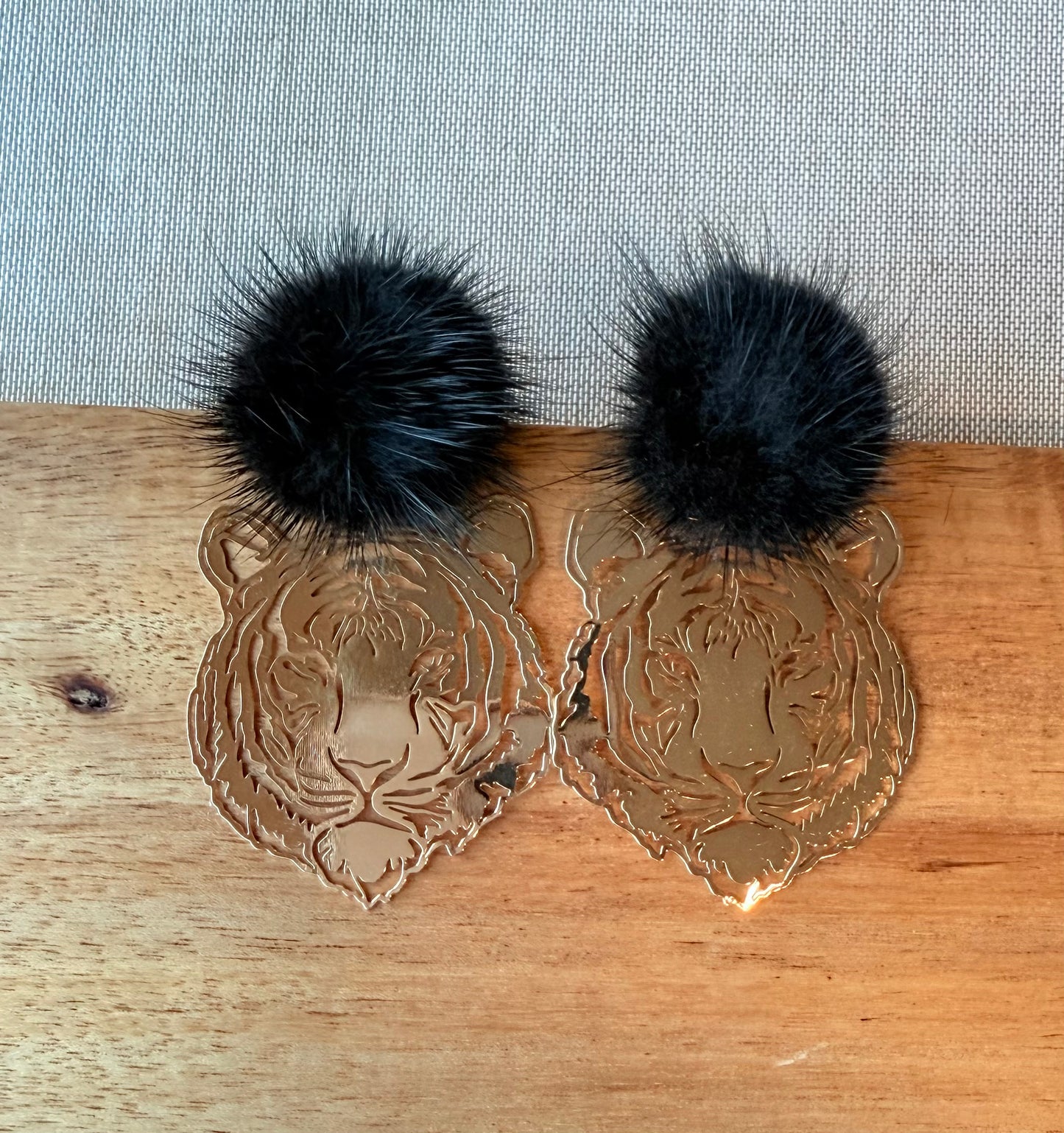 Tiger Pom Statement Earrings