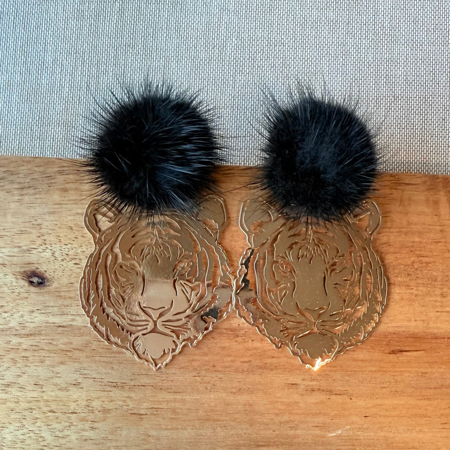Tiger Pom Statement Earrings