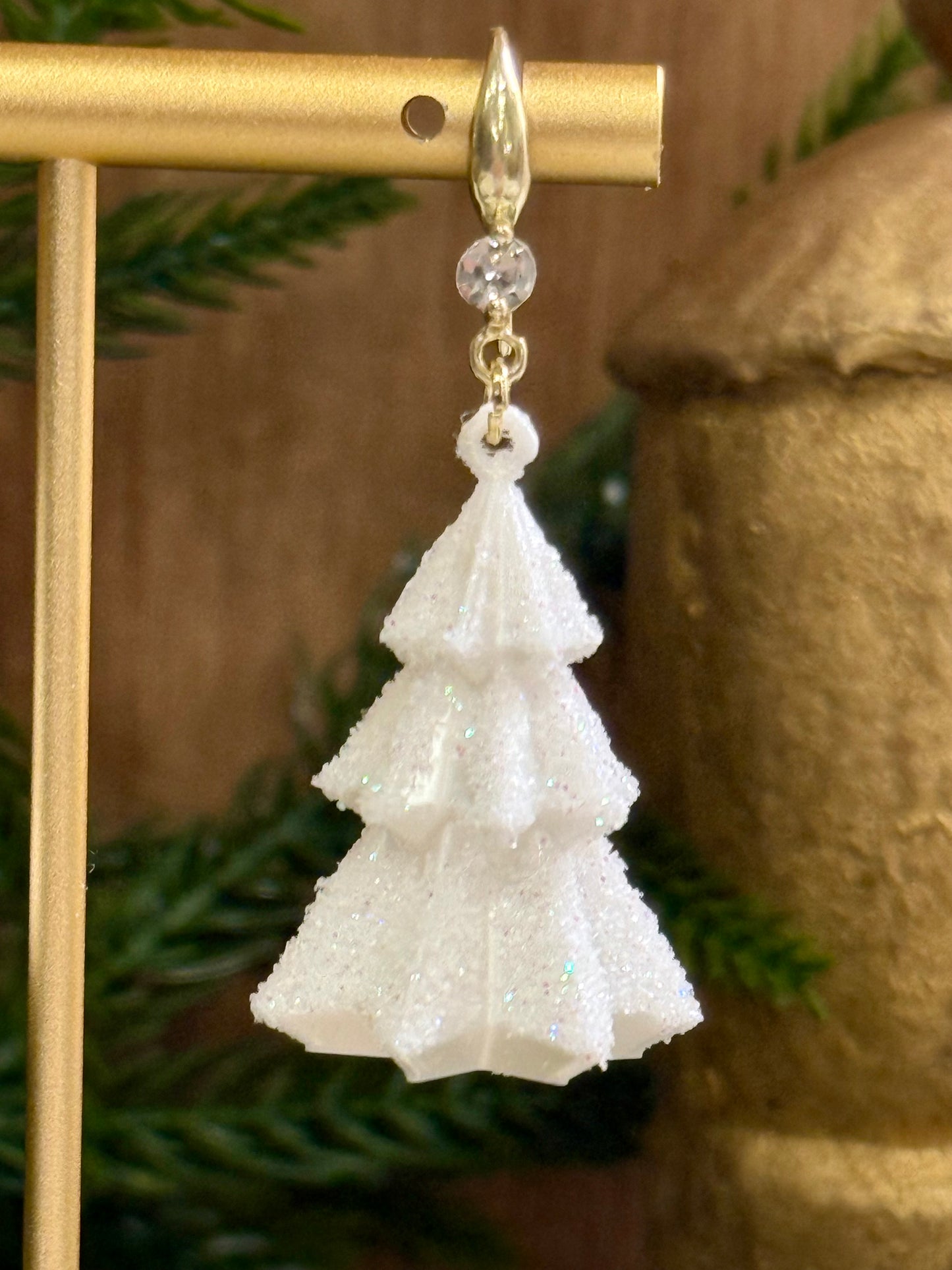 White Christmas Tree Earrings