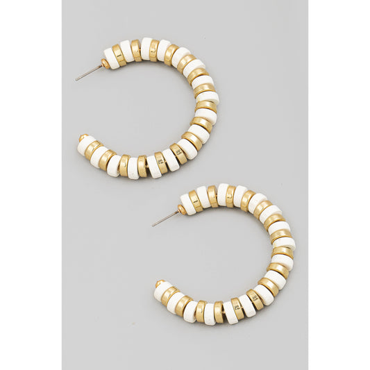 Metallic And Matte Beaded Hoop Earrings