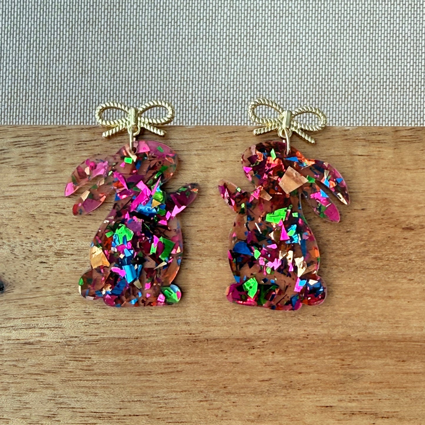 Confetti Bunny Bow Earrings