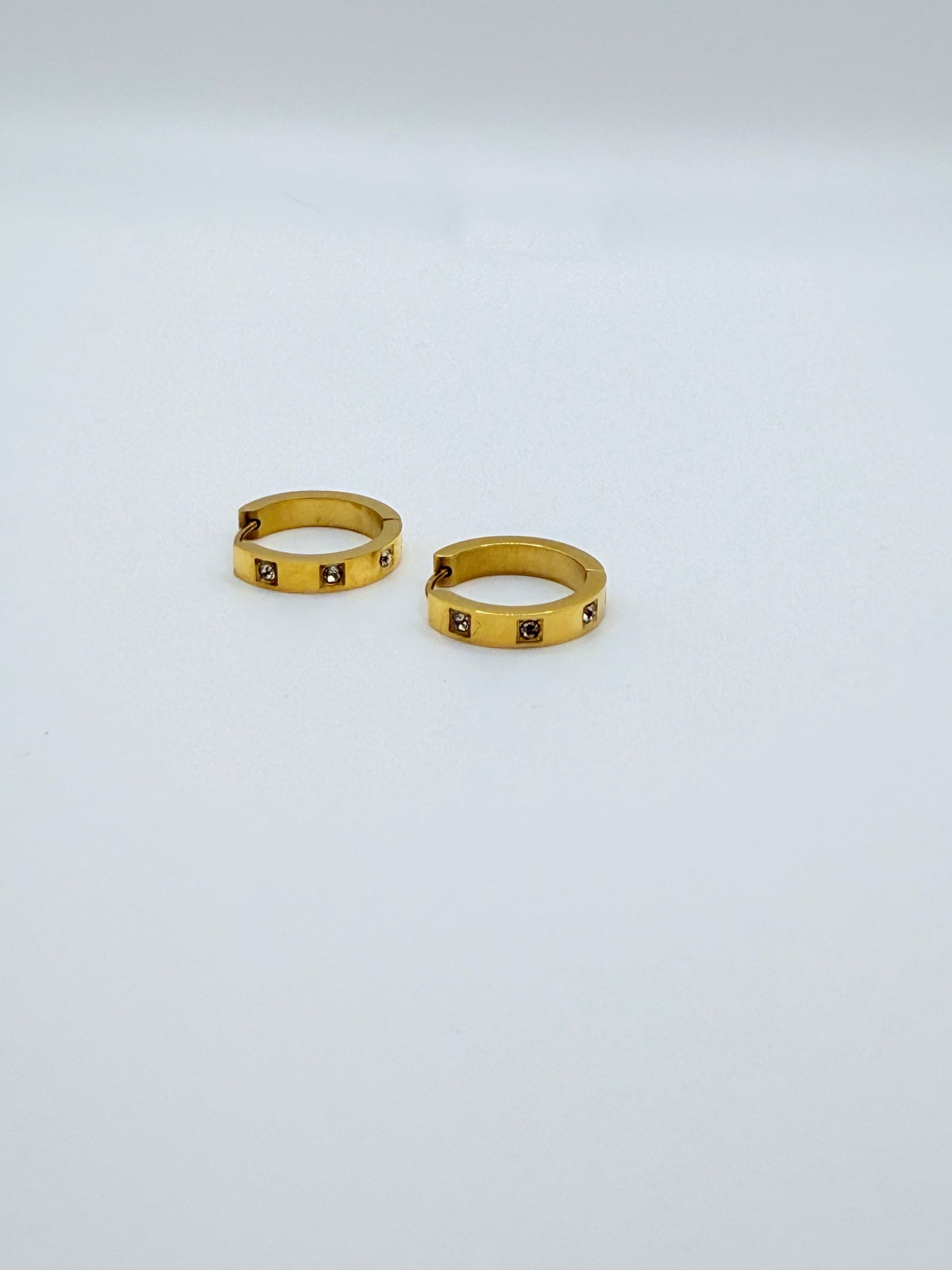 Crystal Embellished Stainless Steel Hoops