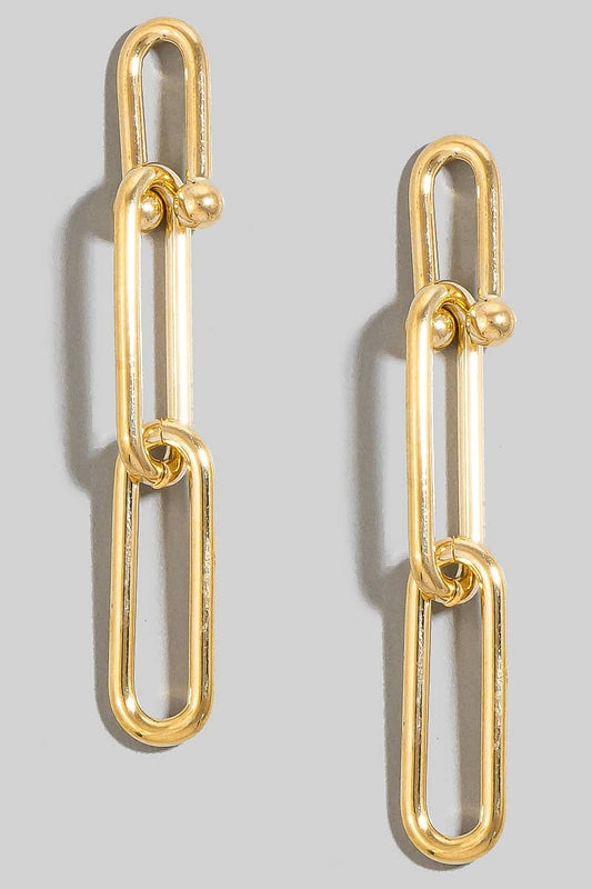 Narrow Oval Chain Dangle Earrings