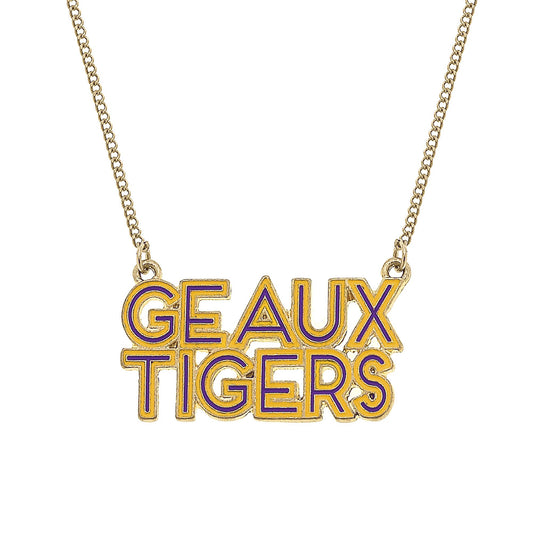 LSU Tigers Outline Enamel Necklace