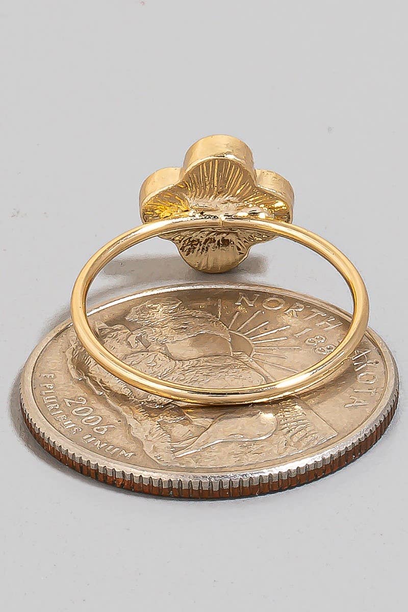 Mother Of Pearl Clover Dainty Band Ring