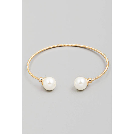 Pearl Bead Open Cuff Bracelet