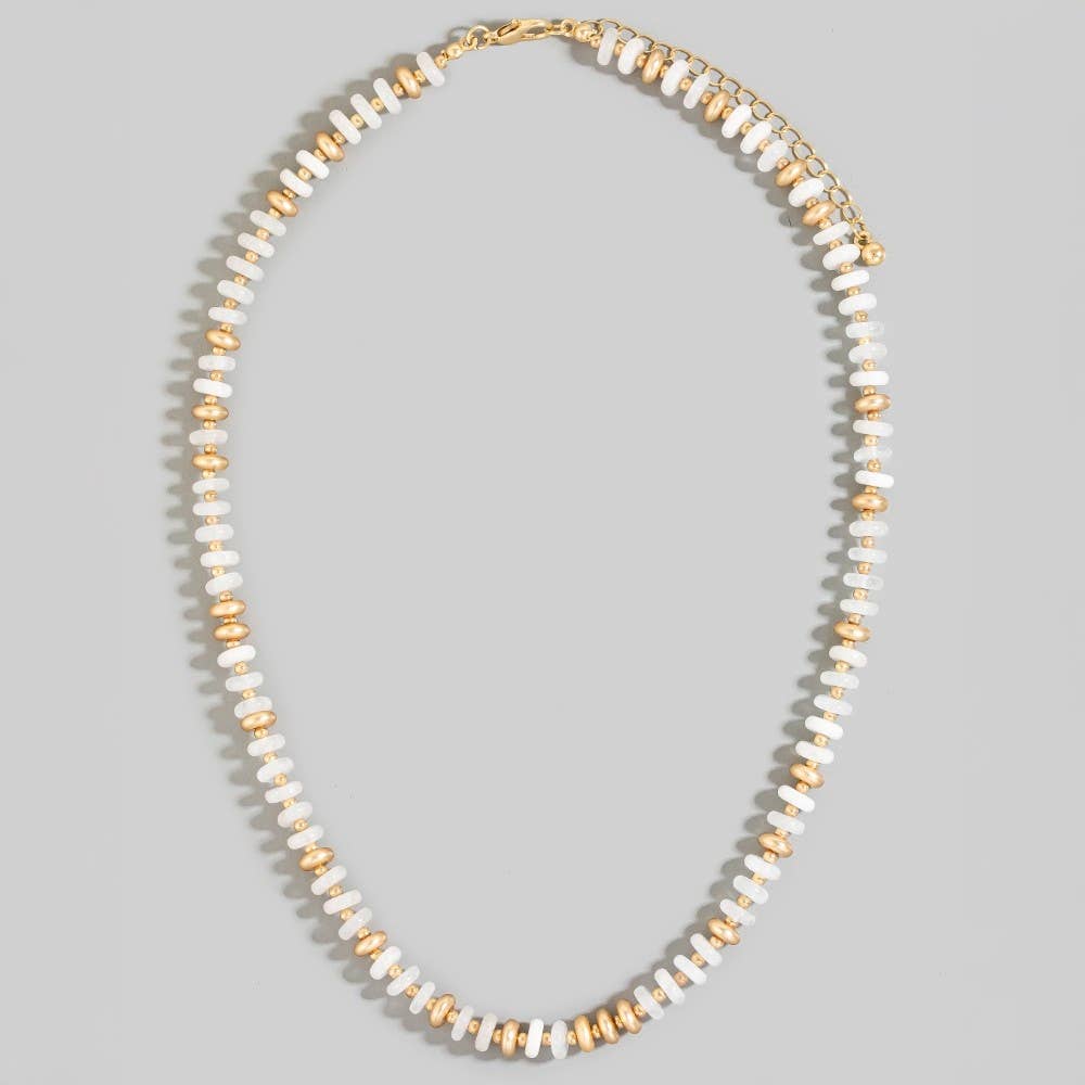 Semi Precious Stone Disc Beaded Necklace