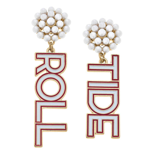 Alabama Crimson Tide Outlined Enamel Drop Earrings