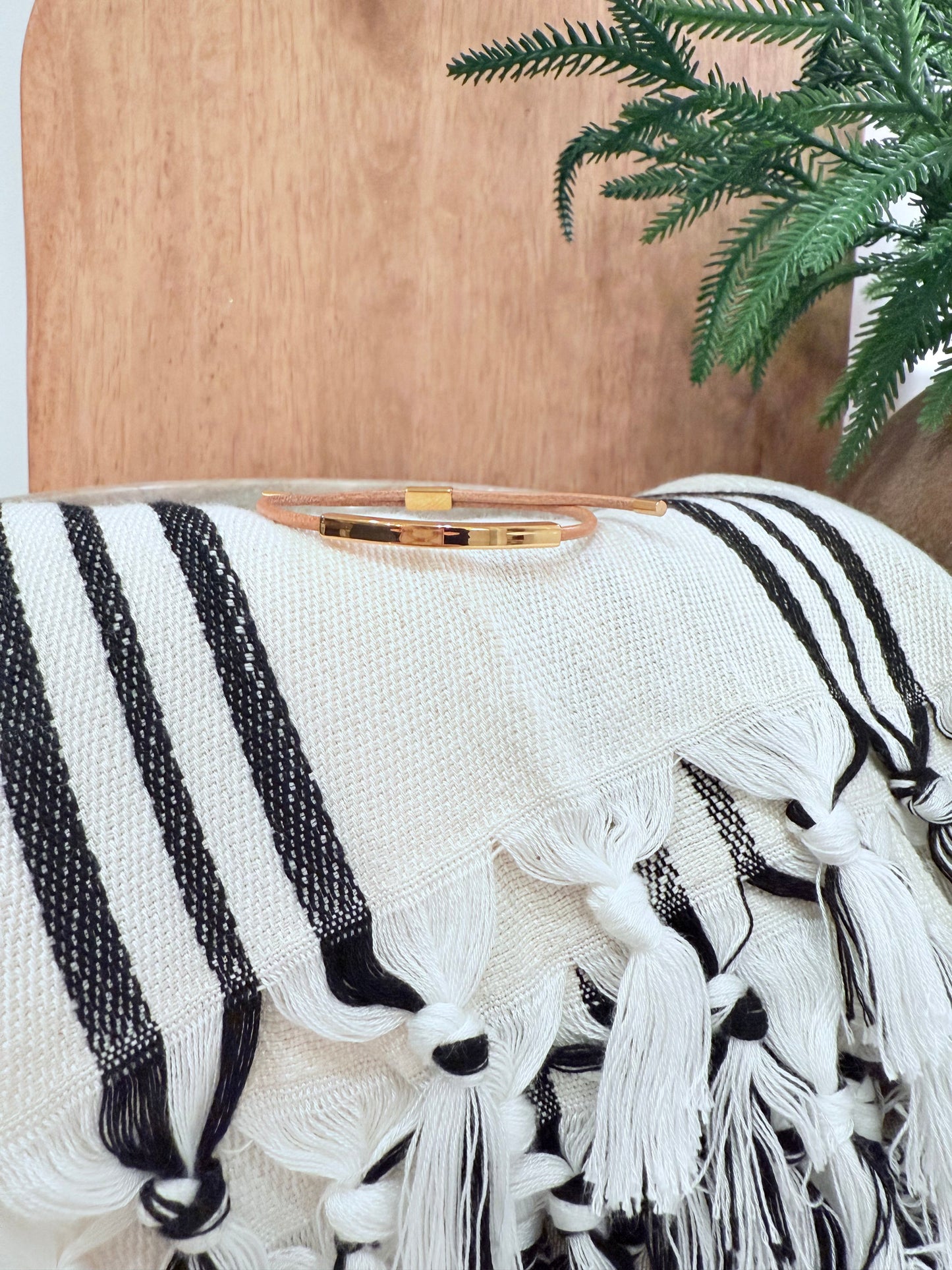 18K Gold Plated Adjustable Leather Bracelet