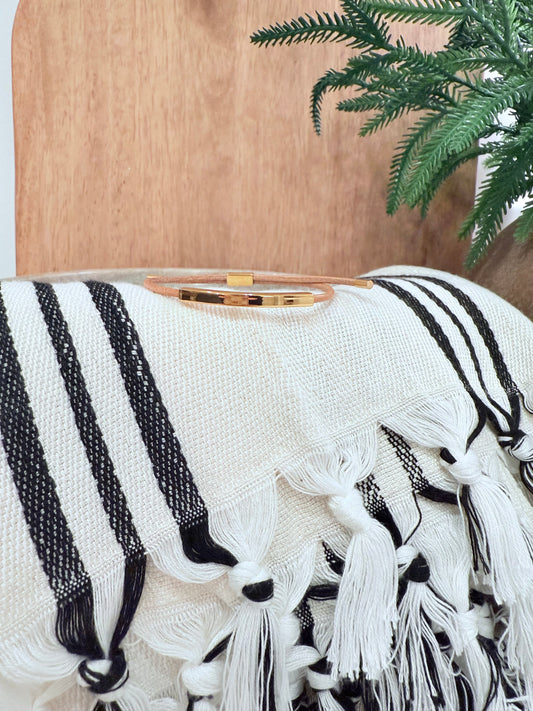 18K Gold Plated Adjustable Leather Bracelet