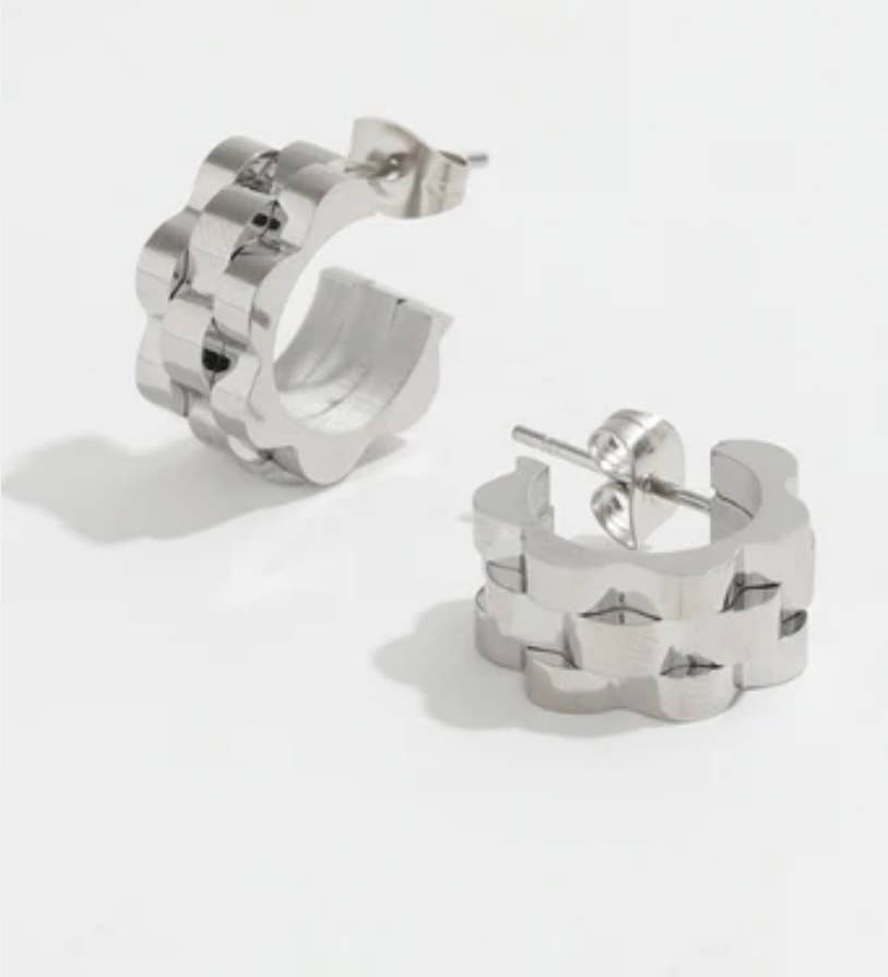 Roll X style watch band Mini Hoop Earring- Earring 14K Gold