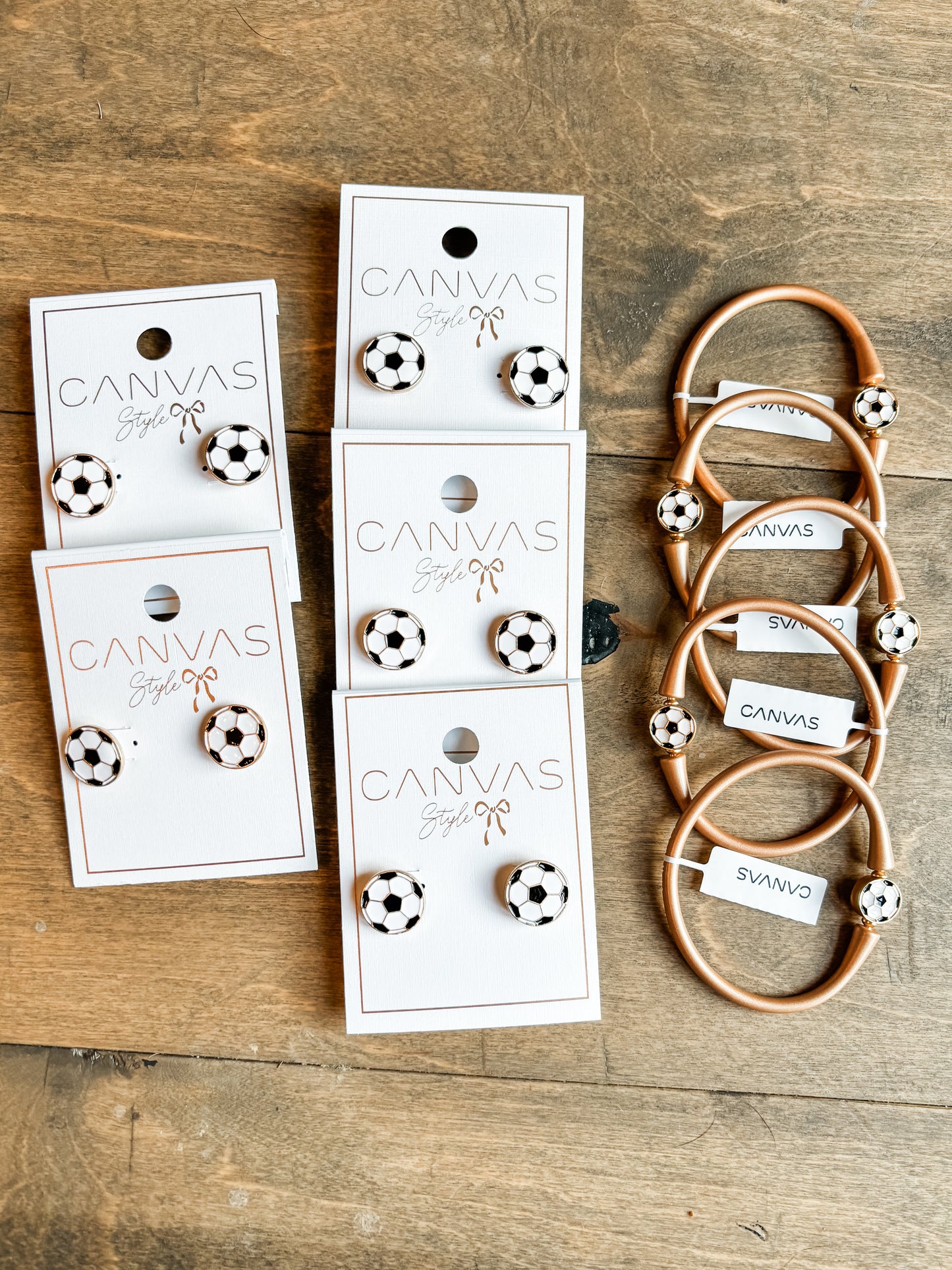 Soccer Ball Enamel Stud Earrings in Black & White