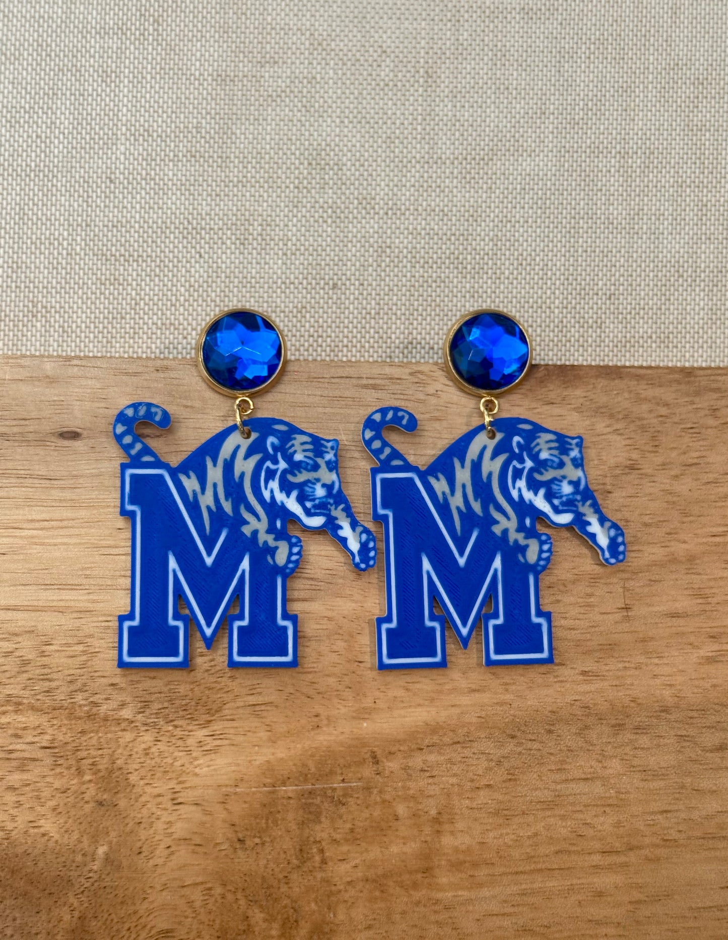 Memphis Tigers Earrings – Game Day Blue Sparkle Studs