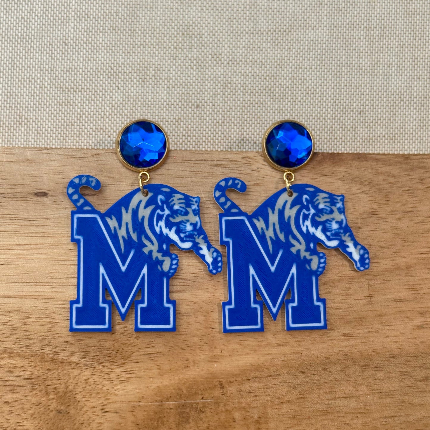 Memphis Tigers Earrings – Game Day Blue Sparkle Studs