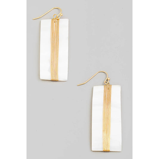 Curved Seashell Rectangle Dangle Earrings