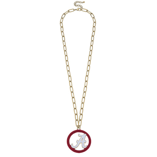 Alabama Crimson Tide Logo Enamel Medallion Necklace