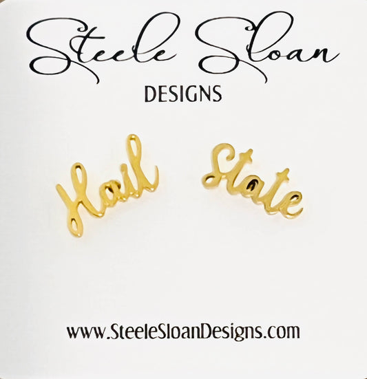 Hail State Gold Stud Earrings