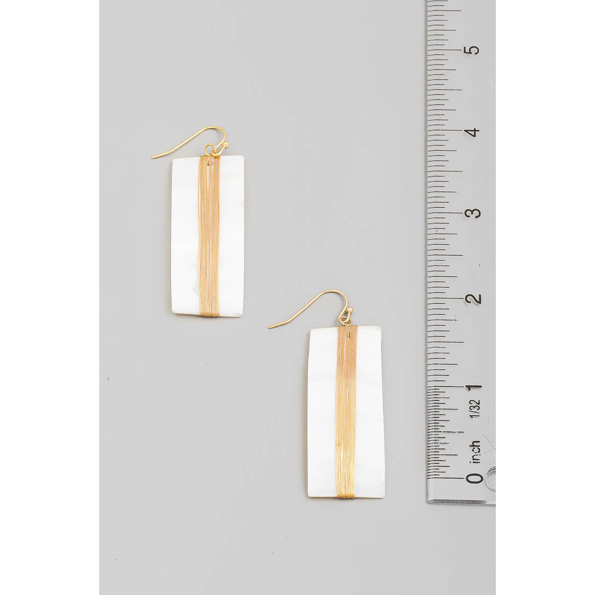 Curved Seashell Rectangle Dangle Earrings