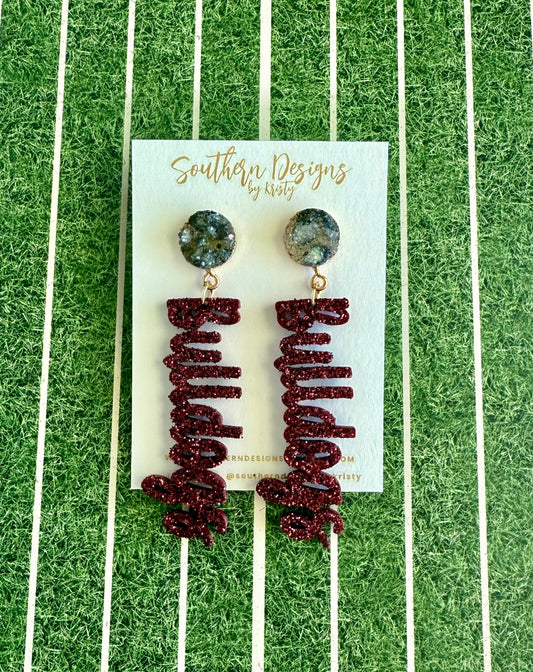 Bulldogs Glitter Statement Earrings