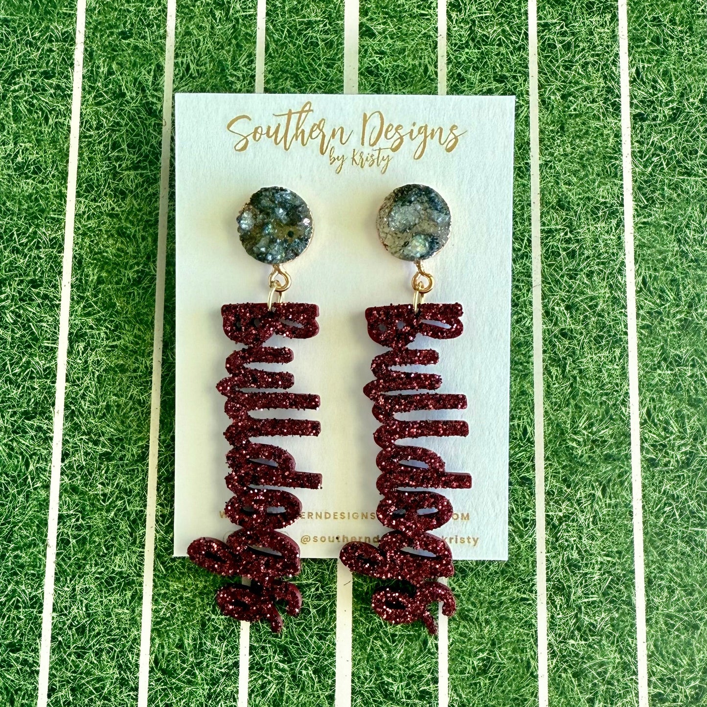 Bulldogs Glitter Statement Earrings