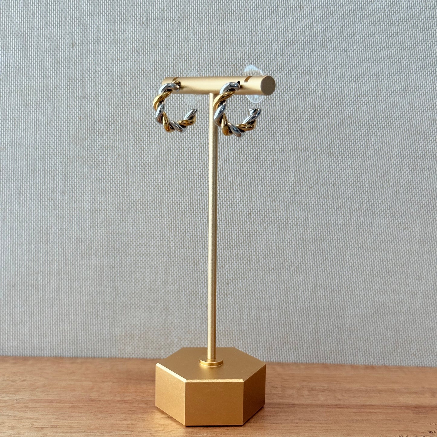 Twisted Two-Tone Stainless Steel Hoops