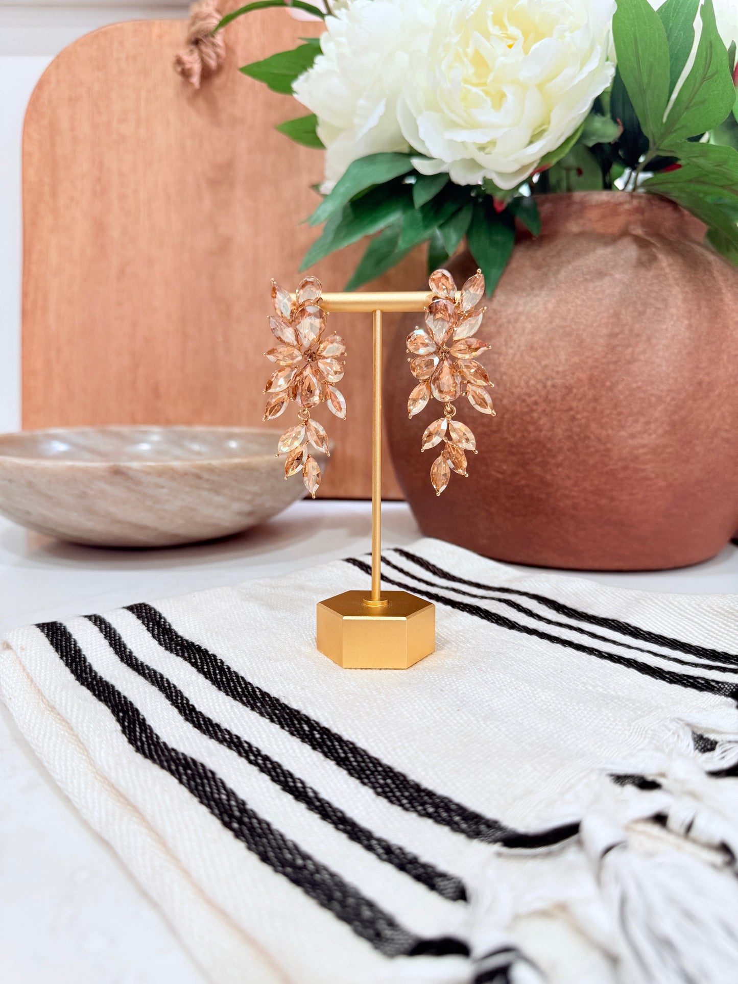 Marquise Stone Cluster Dropdown Dangle Evening Earring