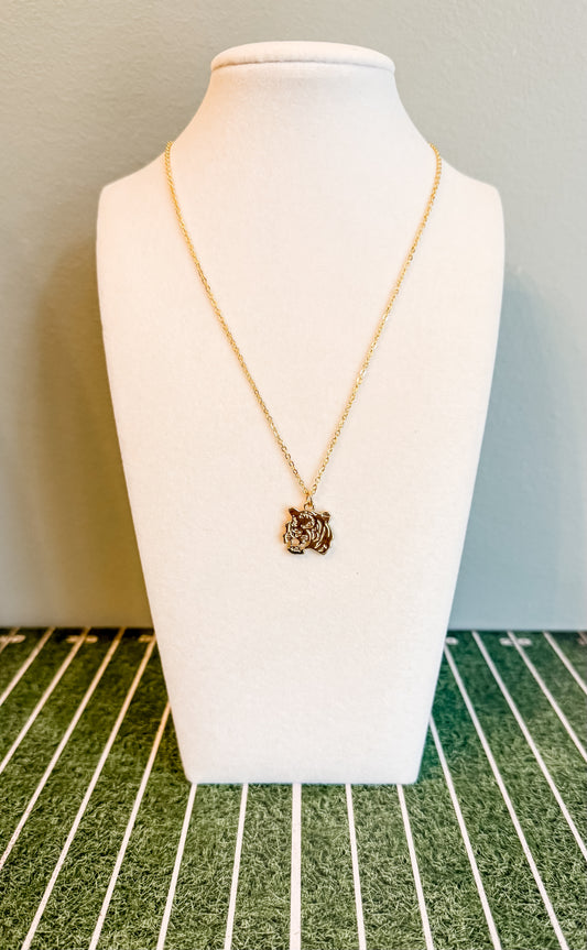 24K Gold Filled Tiger Head Animal Charm Necklace