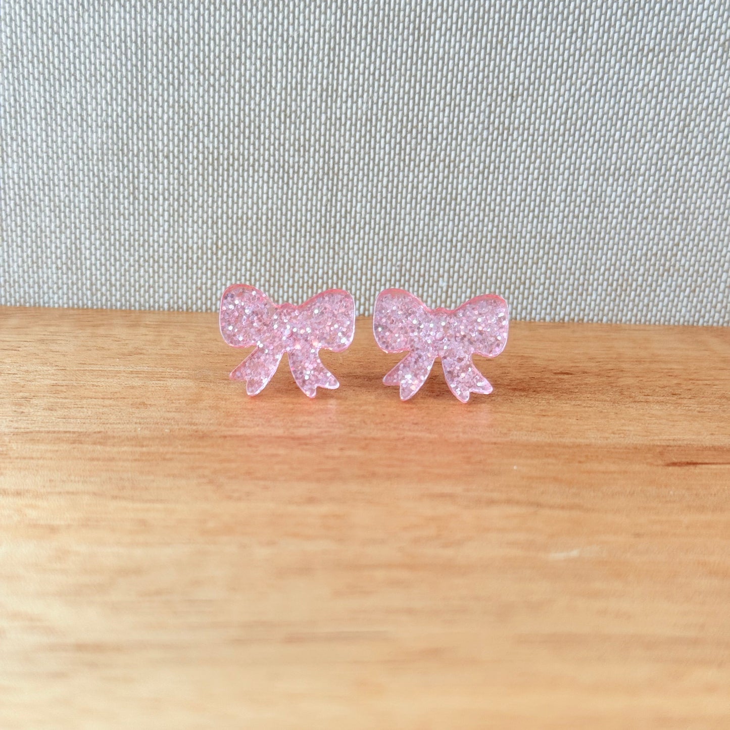 Glitter Bow Stud Earrings