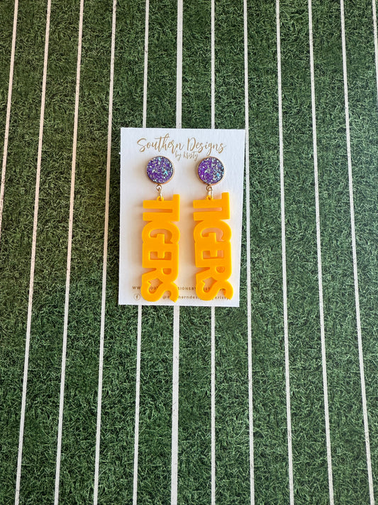 TIGERS Vertical Statement Earrings