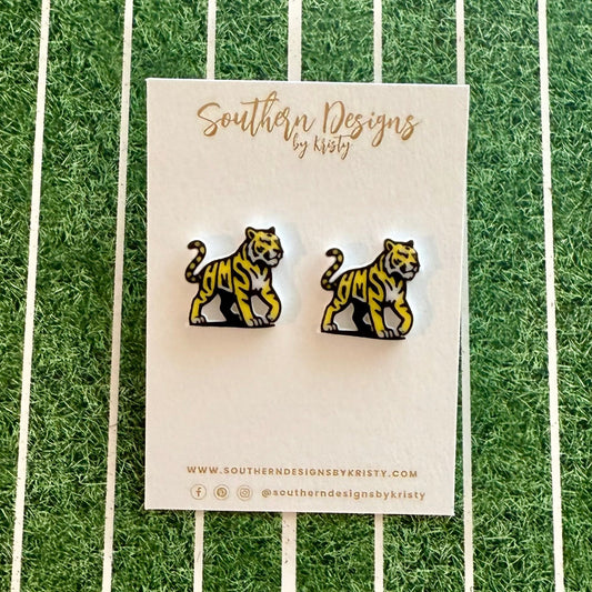 HMS Tiger Stud Earrings – Hernando Middle School Spirit 🐯💛🖤