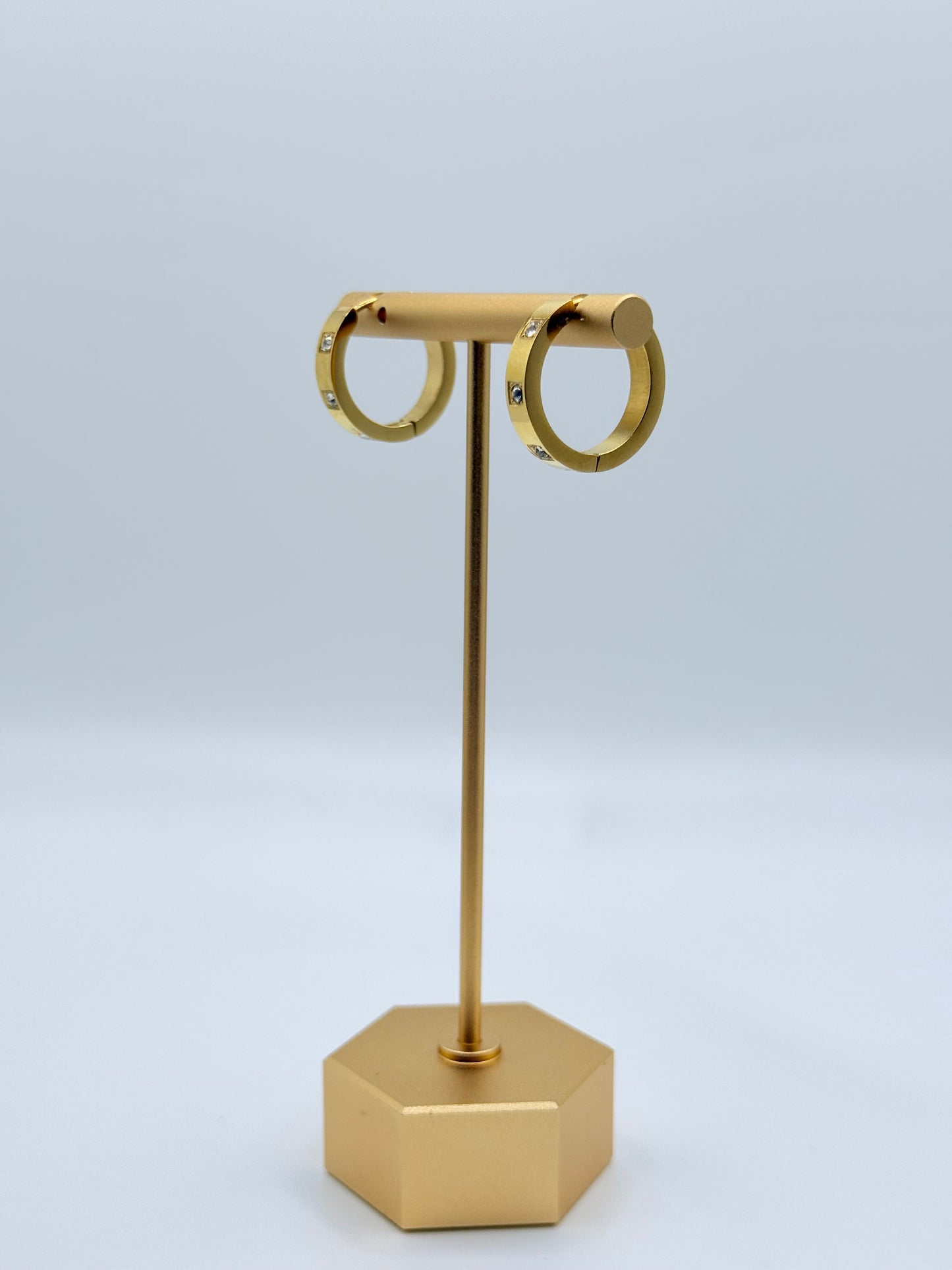 Crystal Embellished Stainless Steel Hoops