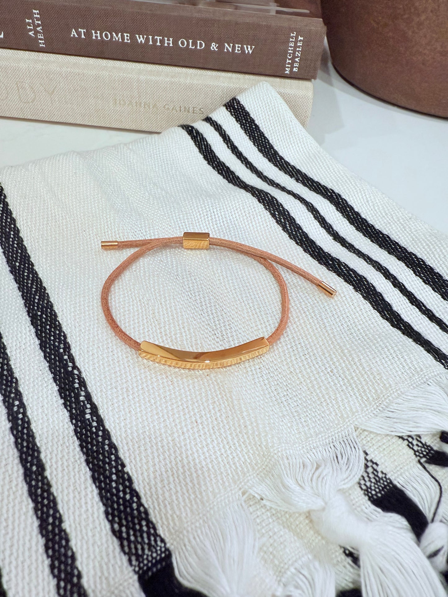 18K Gold Plated Adjustable Leather Bracelet