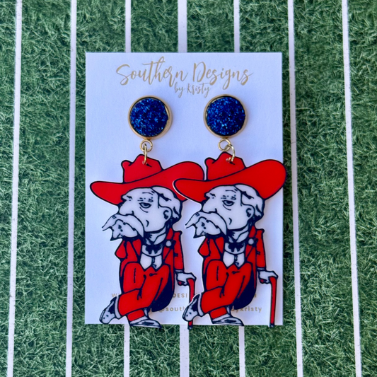 Colonel Reb mascot earrings
